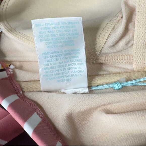 Kona Sol Variegated Stripe One Piece Swimsuit Bandeau Lace Up - Size Small 4-6 - Picture 9 of 9